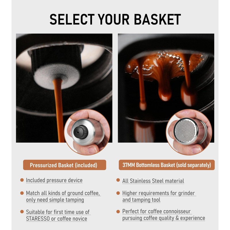 STARESSO Classic Portable Espresso Maker, 2 IN 1 Travel Coffee