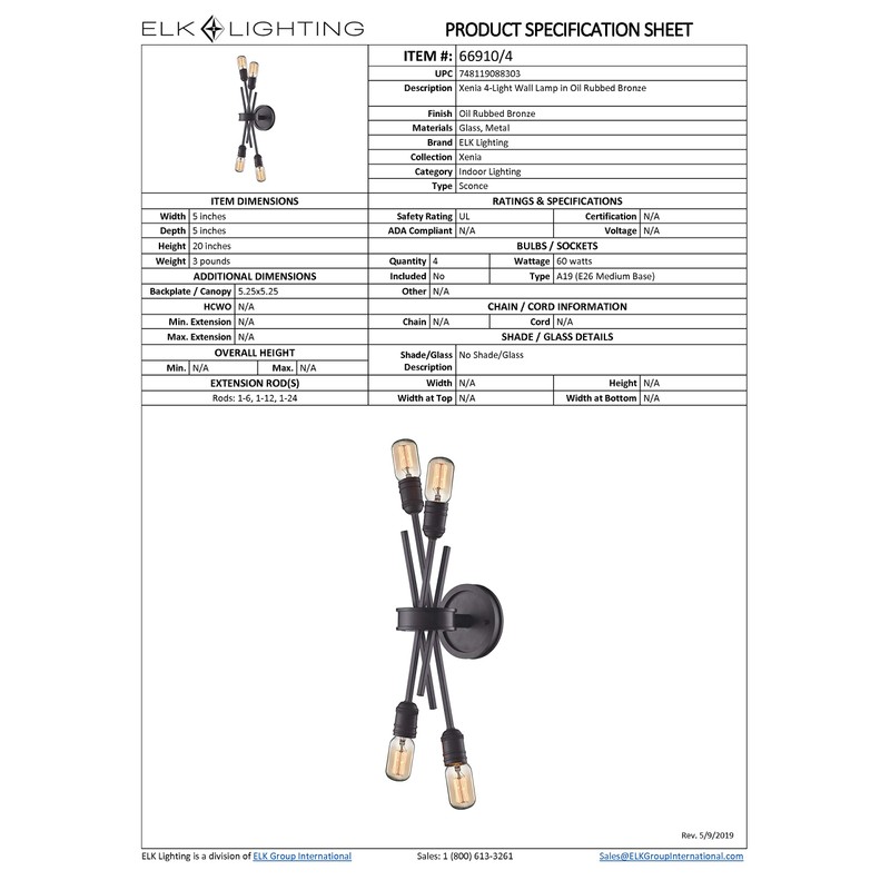 Elk Lighting 66910/4 Wall-sconces, Bronze