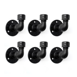 Home TZH Bathroom Towel Hooks for Hanging 6 Pack Vintage Industrial Pipe Towel Holder Black Wall Mounted Heavy Duty Hook Decorative for Farmhouse Bathroom Kitchen (6, Black)