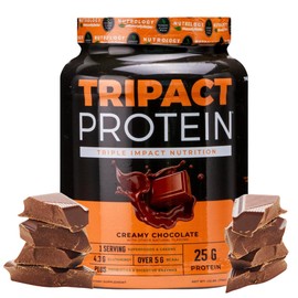 Nutrology TRIPACT Protein Powder - 7-in-1 Meal Replacement Shake with Grass Fed Whey Protein Powder, Pea, Rice, Greens for Muscle Recovery & Immunity, Creamy Chocolate Flavor, 20 Servings