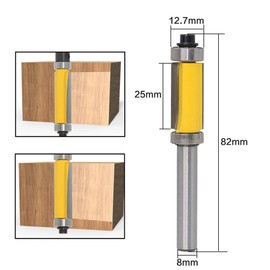 Mesee 8 mm Shank Flush Trim Cutter, Flush Cutter Set, Wooden Cutter Router Bit with Upper and Lower Bearings, Woodworking Tool for Trim, Engraving Machine, Trimming Machine