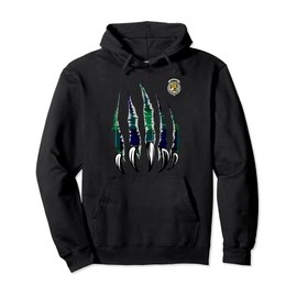 Abercrombie Clan Scottish Crest and Tartan Claw Design Pullover Hoodie, black
