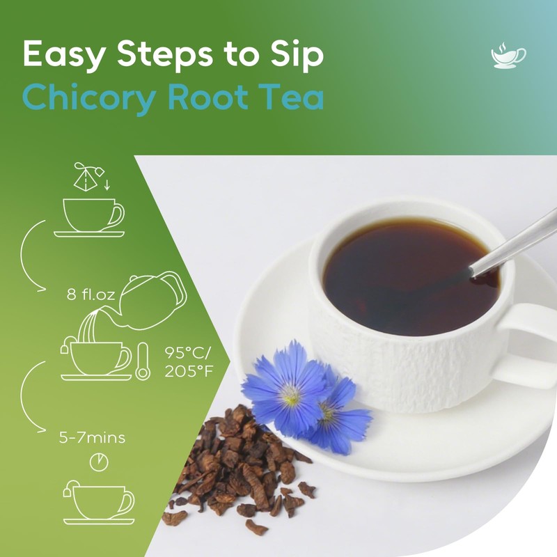 FullChea - Chicory Root Tea, 50 Teabags - Pure Chicory