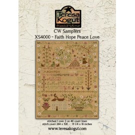Teresa Kogut Cross Stitch Chart - Faith Hope Peace Love - New!