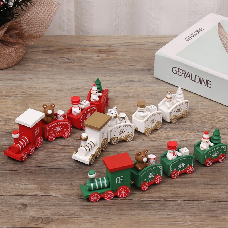 1 PC Christmas Train, Painted Wooden Christmas Train Decoration, 4