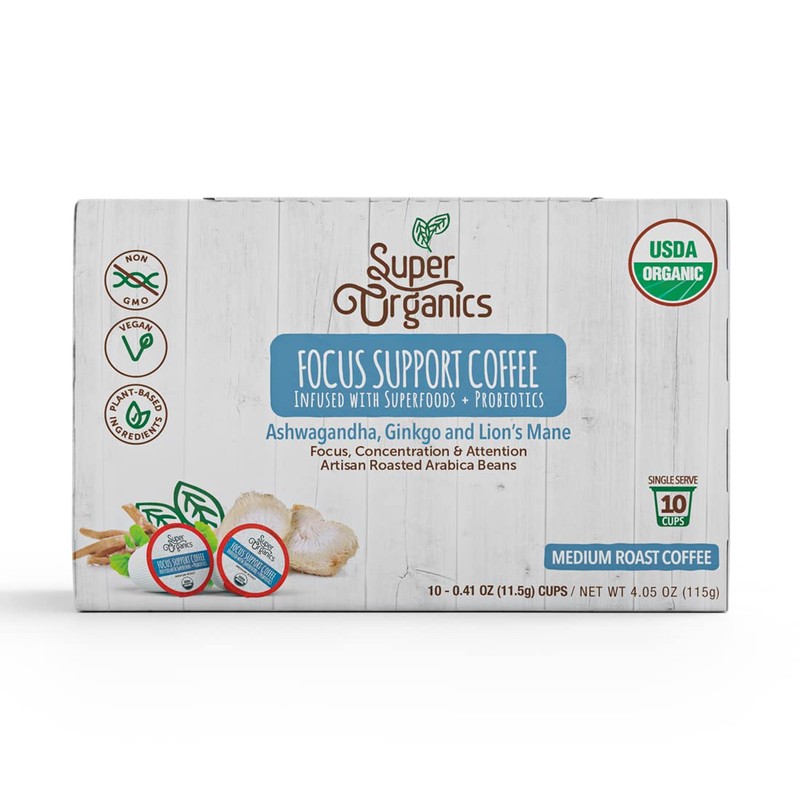 Super Organics Focus Support Coffee Brew Cups With Superfoods &
