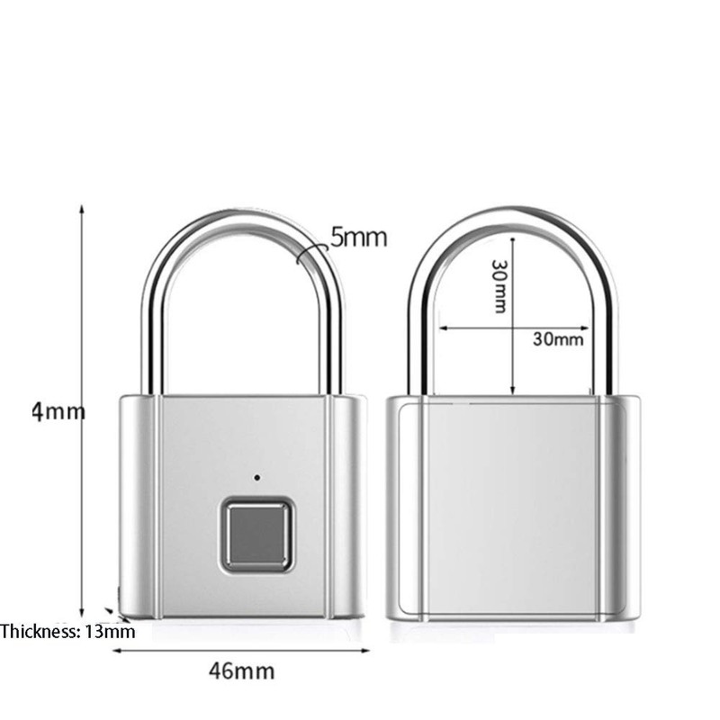 Zinc Alloy Smart Fingerprint Lock, Metal USB Charging Fingerprint Padlock