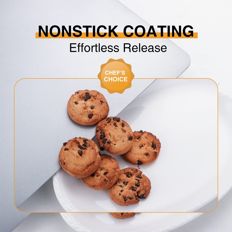 HONGBAKE Large Flat Cookie Sheet No Edges, Nonstick Insulated Baking