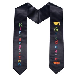 Juephe Kindergarten Printed Graduation Stole Unisex Kids Graduation Stole Printed Graduation Stole Graduation Honor Stole Scarf (Black)