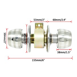 GKYZBB Portable Spherical Door Lock, Door knob with Lock and Key, Suitable for Home, Hotel, School, Indoor/Outdoor/Bedroom, Bathroom, etc
