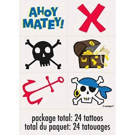 Multicolor Ahoy Pirate Tattoos (24 Count) Easy to apply & Vibrant, Perfect Party Accessory for Pirate-Themed Celebrations & Events