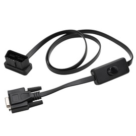 OLLGEN OBD2 OBDII 16 Pin Male to DB9 Serial RS232 Female Port OBD Cable Adapter Diagnostic Extension Cable Connector with Power Switch (1M/3.3ft)