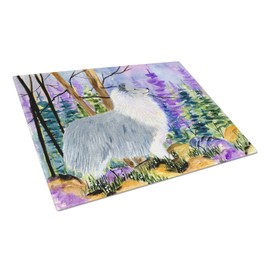 Caroline's Treasures SS8636LCB Sheltie Glass Cutting Board Large, 12H x 16W, multicolor