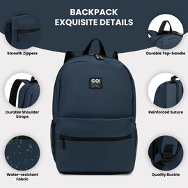 GO!SAC Travel Backpack Spacious for Books and Laptops Comfortable Adjustable Straps Zip-around Closure Bottle Pockets 17Inch
