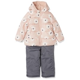 Simple Joys by Carter's Baby Water-Resistant Snowsuit Set-Hooded Winter Jacket, Pastel Pink Flowers, 5