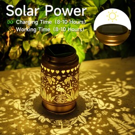 Lawn Social Solar Lanterns Outdoor Waterproof, Flamingos Metal Hanging Solar Lights for Outside, Garden Decor Birthday Gifts for Women Mom Grandma, Outdoor Lantern for Patio Yard Balcony Porch