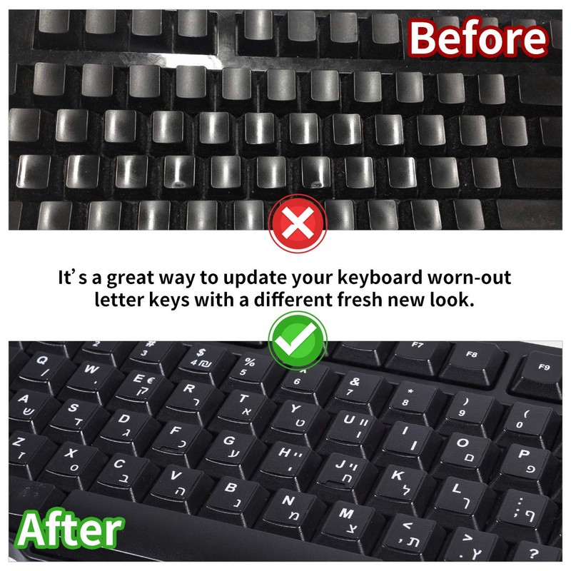 2PCS Arabic Keyboard Stickers, Arabic-English Keyboard Letters Replacement Stickers Black