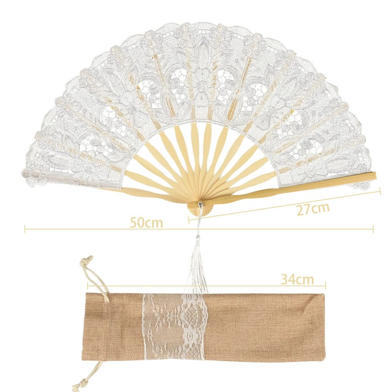 iZoeL Hand Fan Lace White Fan Wedding Fan Bridal Fan