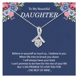 Daughter Gift from Mom Valentines Gift for Daughter Bonus Daughter Necklace to My Daughter Necklace Circle for Women