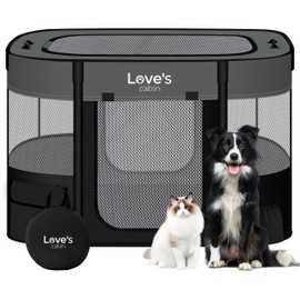 Love's cabin Pet Puppy Dog Playpen, Small Dog Tent Crates Cage Indoor/Outdoor, Portable Exercise Playpen for Cat, Foldable Pop Up Dog Kennel Playpen with Carring Case (S, Grey)