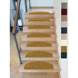 Kettelservice-Metzker Emphoria Semi-Round Stair Mat Ochre I Shaggy Stair Mat I Pack of 1