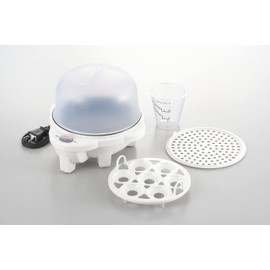 Maruyama Grate, Electric Boiled Egg, Pot, Steamed Dish, Steamer, Baking, Shomai Egg Steamer, Fluorine Resin Treatment, White GR-805DY