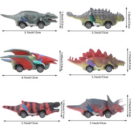 DERAYEE Dinosaurier-Spielzeug, 6 Stück, Auto, Dinosaurier, Friktion, Geschenke für Kinder, Lernspielzeug für Jungen, Mädchen, 3 4 5 Jahre
