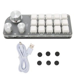 Programmable Keypad 15 Keys 3 Knobs Blue Switch Mechanical Memory Function Mini Keypad for Gaming Office Media