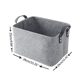 TRAMILY Felt Storage Basket Storage Bins Organizers，Collapsible Storage Box with Handles for Clothes Storage, Toys, Clothes, Office Products and Other Sundries (Grey L)