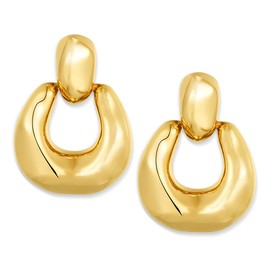 Sonateomber Gold Door Knocker Earrings for Women Statement Retro Vintage Hoop Geometric Rectangle Dangle Drop Prom Jewelry Gift