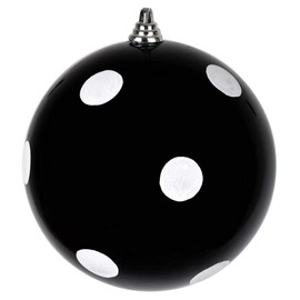 Vickerman 664421-4.8" Black Candy White Dots Ball Christmas Christmas Tree Ornament (4 Pack) (MC201217)