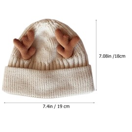 MAGICLULU 1 Pack Reindeer Beanie Antler Warm Cap Christmas Knitted Beanie Hat Christmas Reindeer Hat for Adults Women Adults