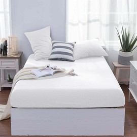 Oxford Homeware White Double Fitted Sheet –100% Organic Cotton 30 Cm Deep Pocket Jersey Bed Sheets, Soft Breathable Easy Care Fitted Sheets – Shrinkage and Fade Resistance (137x190)