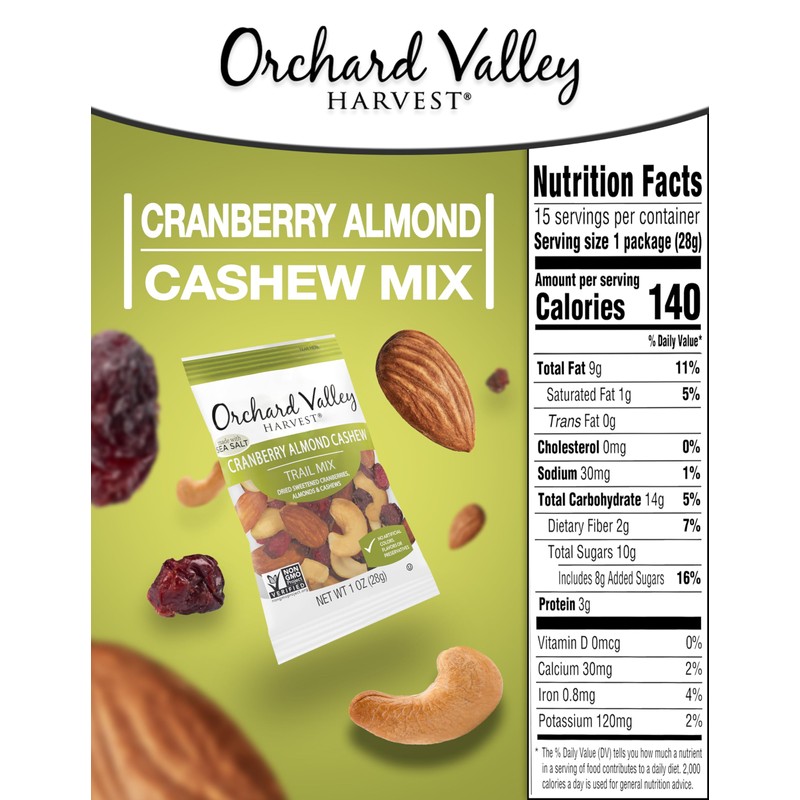 Orchard Valley Harvest Cranberry Almond Cashew Trail Mix, 1 Ounce