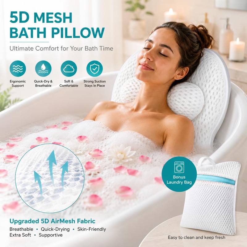 Bath Pillow Bathtub Pillow Luxury Bath Pillows for Tub Neck