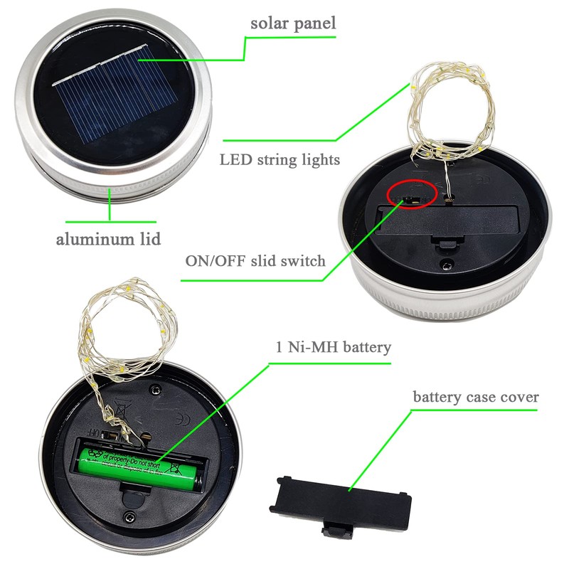 Solar Mason Jar Lights 10 Pack 20 LED Waterproof Outdoor