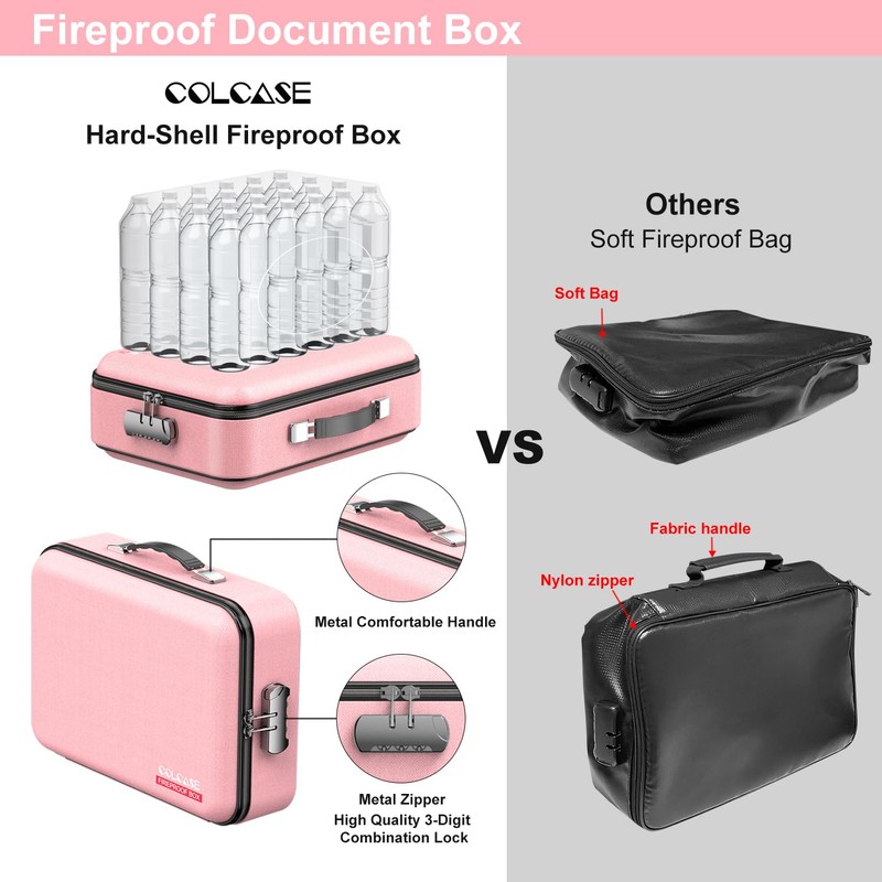 COLCASE Fireproof Document Organizer, Hard Case Fireproof Document Box with