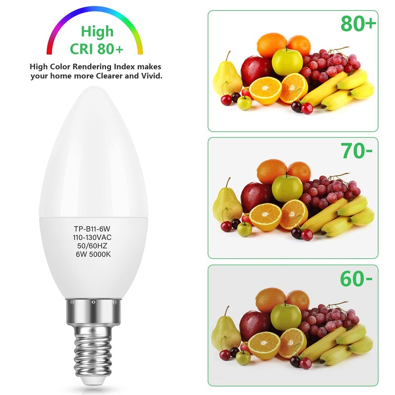 MAXvolador 12-Pack E12 Candelabra LED Bulbs 60W Equivalent, 6W 600