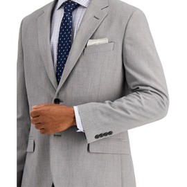 Nautica Mens Modern fit 2 Piece Suit 48 L / 42 Waist Light Grey Solid Stretch