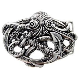 Cowboy Craft Unique Punk Buckle 3D Antique Octopus Boat Anchor Belt Buckle fits 1-1/2" Belt Strap