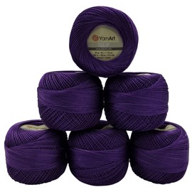 YarnArt Tulip 6 x 50 g Package Silk Yarn Microfibre, Satin Yarn Shiny Colours Available (Purple 478)