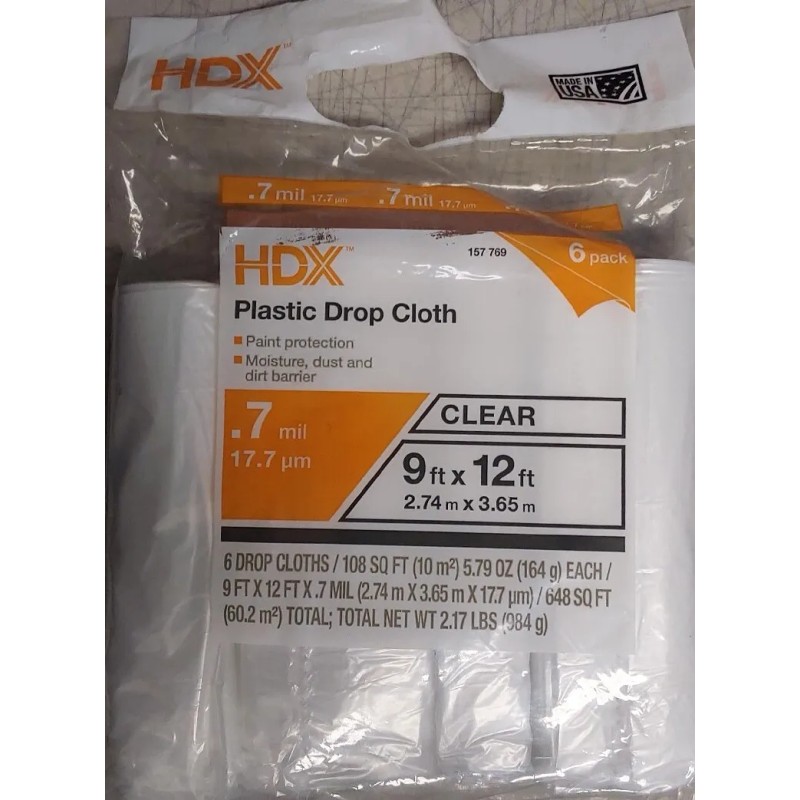 HDX NEW! HDX 9 ft. x 12 ft. Clear Plastic