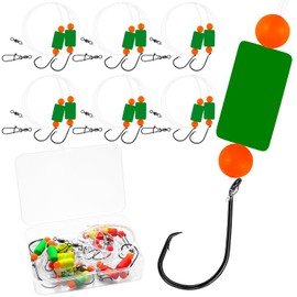 Vipfish Pompano Rig for Surf Fishing - 6 Pack Pompano Rigs Saltwater for Pompano Bait, Whiting Rigs - Pompano Floats,2/0 Fishing Hooks,Mono line and Crane Swivel Snaps