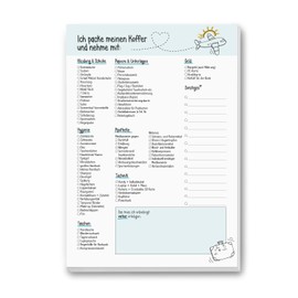#detailverliebt Travel Packing List Pad I Pack My Suitcase and Take with I dv_327 I DIN A4 I 50 Sheets I Travel Checklist Notes for Checking Off