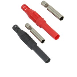 Brass Insulated Safety Shrouded 4mm Female Banana Jack Socket Probe Connectors Solder Cable Adapters Black and Red - (10 Sets)