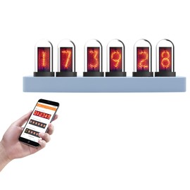 TPHRAVAL Nixie Clock IPS Clock, Display time/Set Alarm, Upload Pictures, Support Mobile Phone/Computer Control, Multiple dial Styles, Multiple Display Modes, can be Used for Gifts (Blue)