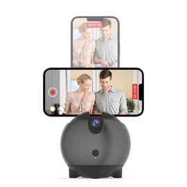 Auto Face Tracking Tripod 360 Rotation，Phone Camera Holder with Battery, Smart Selfie Stick No App Required, Automatic Tracking Phone Mount for YouTube TikTok Live Vlog Streaming Video Black