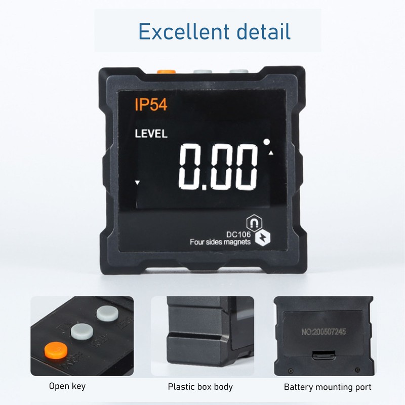IP54 Angle Finder 4x90° LCD Digital Display 4 Side Strong