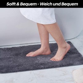 Simurq Non-Slip and Washable Bath Mat, Soft Bath Rug with High Absorbency, Bathroom Rug in Various Sizes and Colours, Bath Runner, Bathroom Mat (Anthracite, 60 x 120 cm)