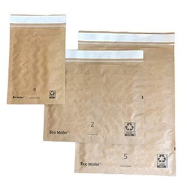 Curbside Recyclable Padded Mailer Envelopes Eco Friendly with Self Seal Tear Strip. Combo Pack-6"x8", 11"x8" and 14"x8" (10)